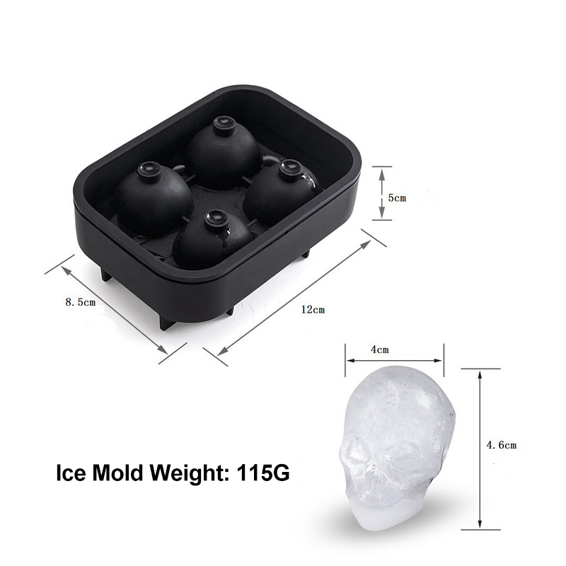 4 Grids Skull Shape Silicone Ice Cube Mold2