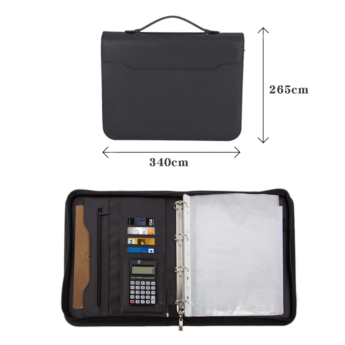 Zippered Leather 4 Ring Binder Padfolio With Calculator4
