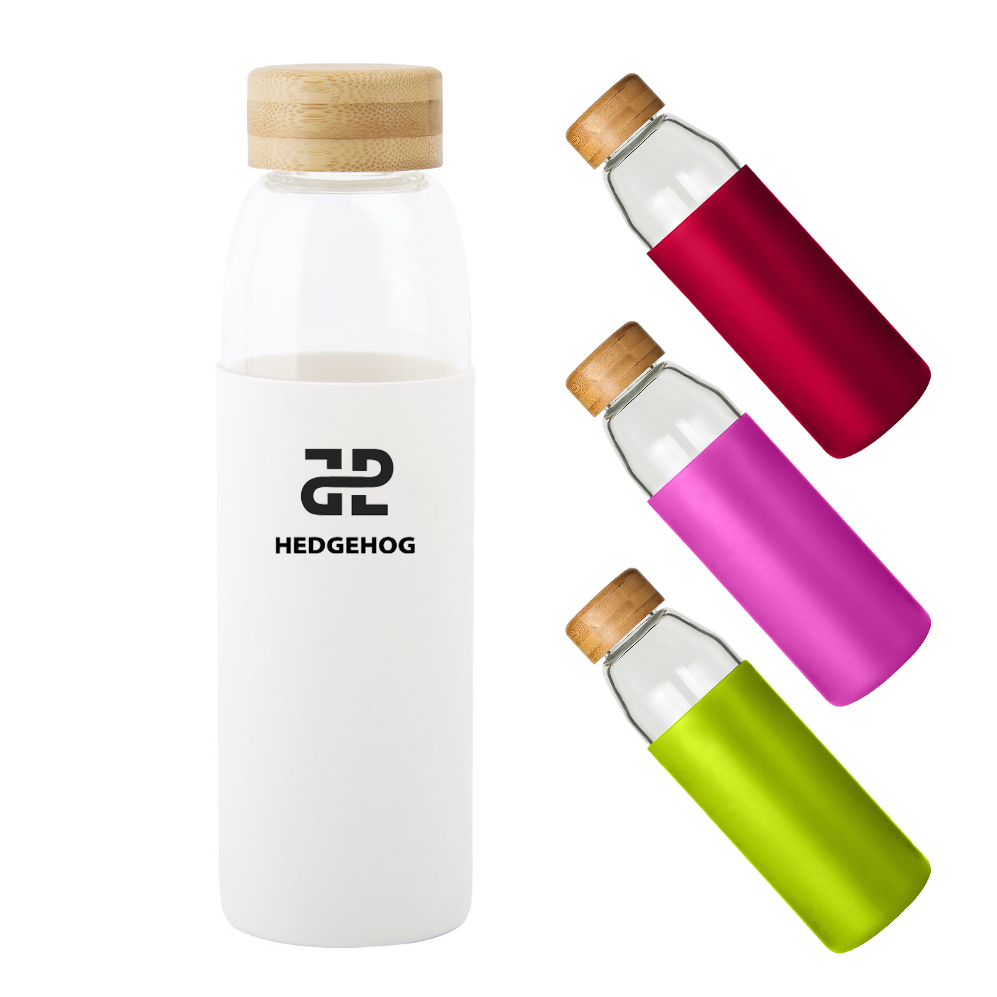 18 oz. Silicone Sleeve Glass Bottle With Bamboo Lid
