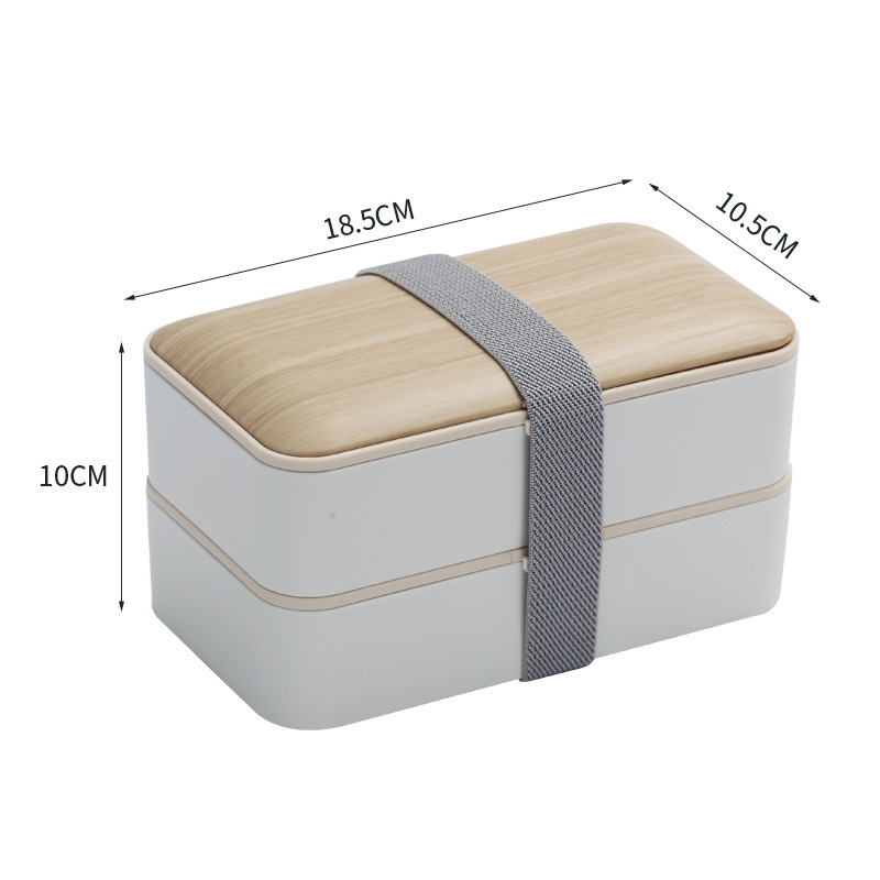 Wood Grain Double Layer Lunch Box3