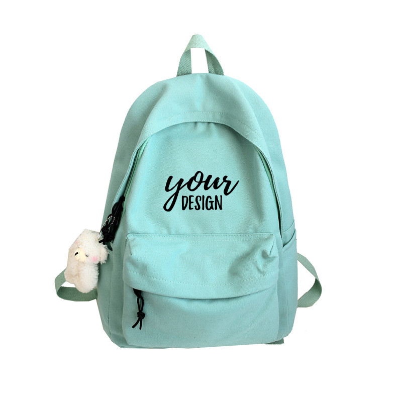 Pure Color Canvas School Backpack1