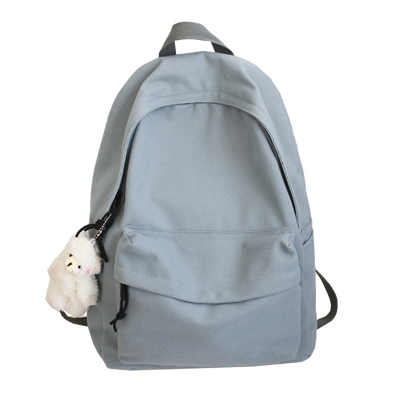 Pure Color Canvas School Backpack2