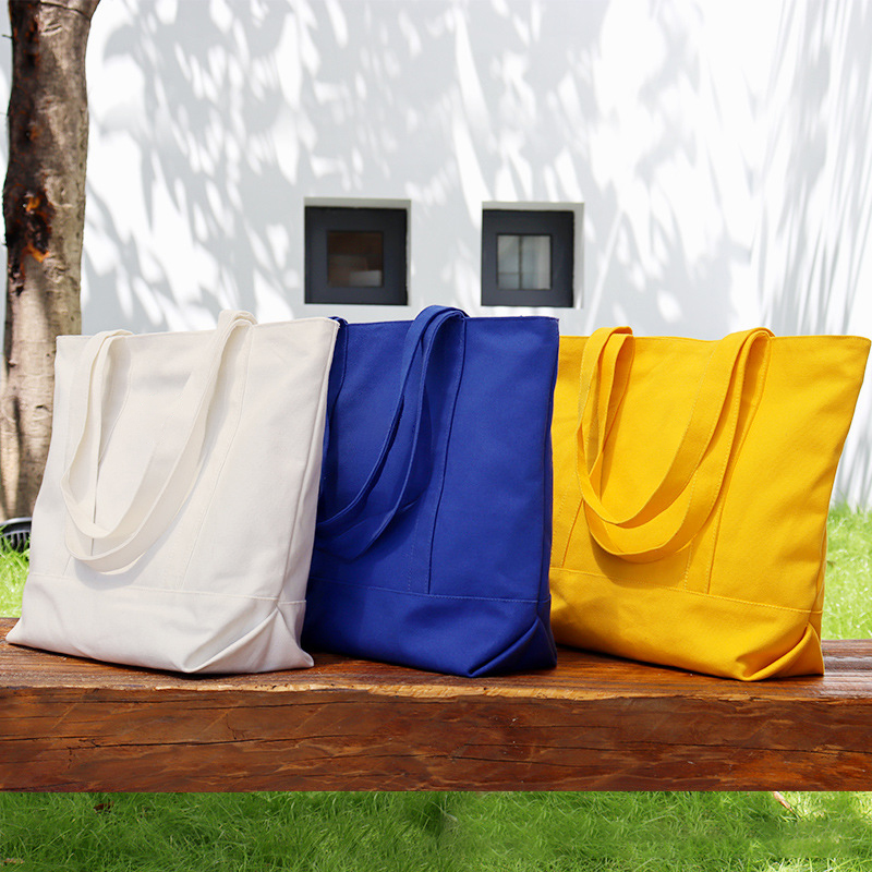 Large Canvas Zippered Tote Shoulder Bag1