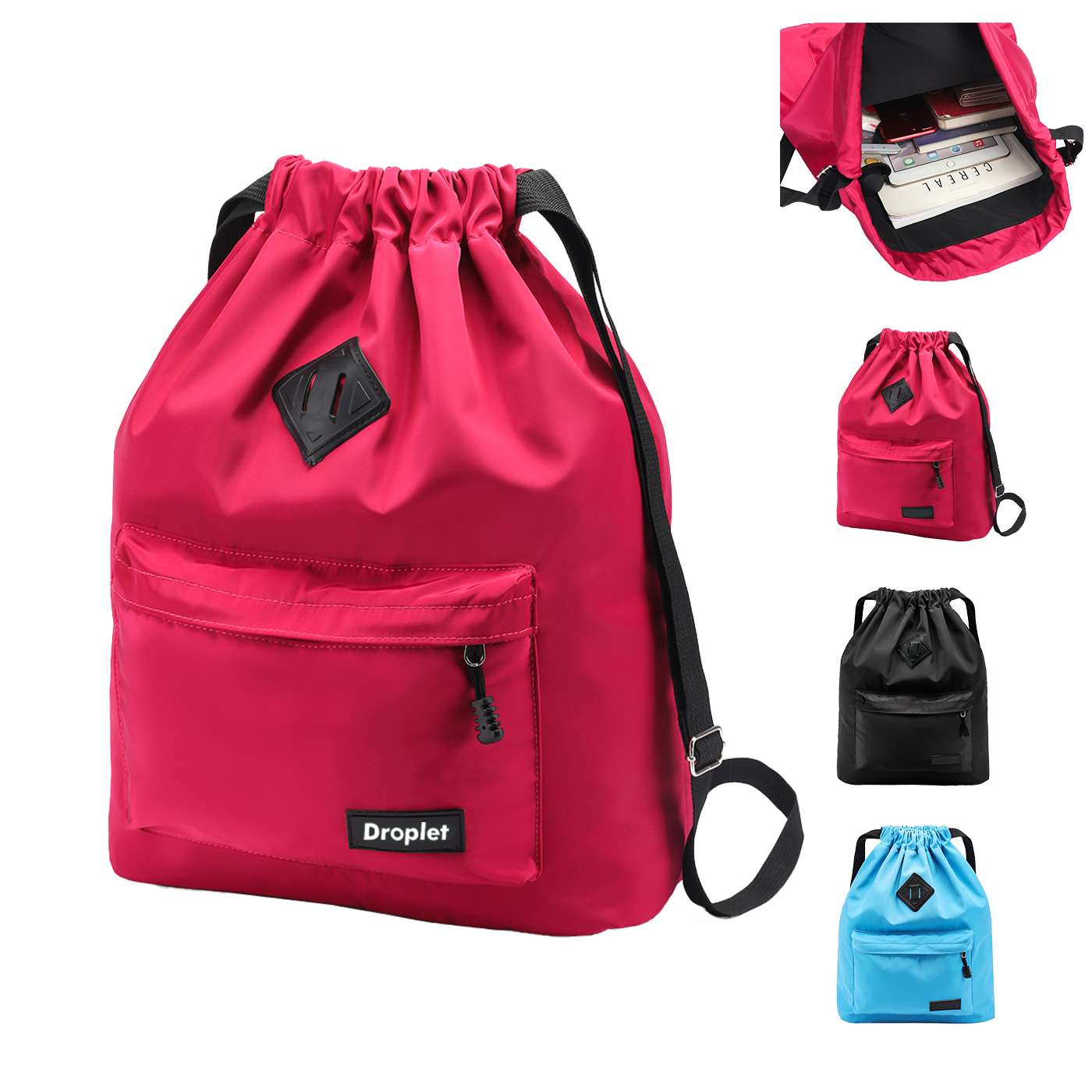 Nylon Water Resistant Drawstring Backpack