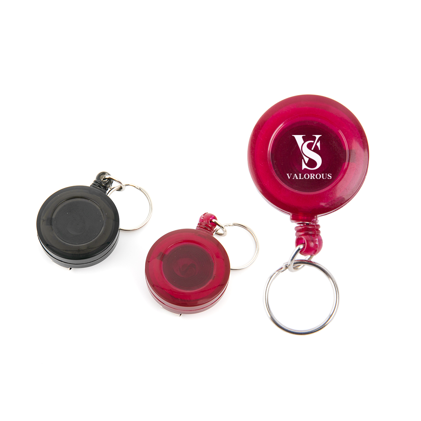 Round ABS Retractable Badge Holder With Key Ring