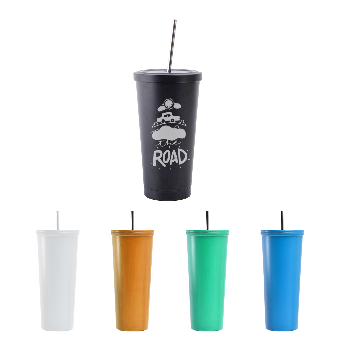 22 oz. Stainless Steel Tumbler With Straw