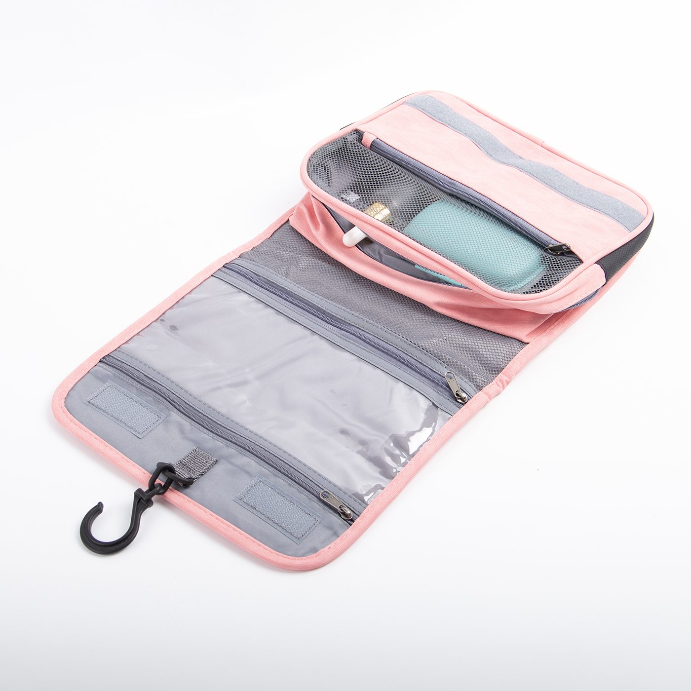 Denim Portable Tri Fold Travel Hanging Toiletry Bag3