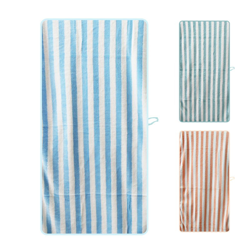 Coral Fleece Striped Bath Towel