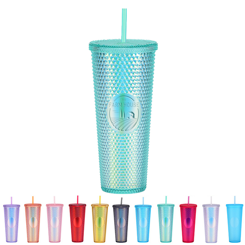 Studded Tumbler With Straw