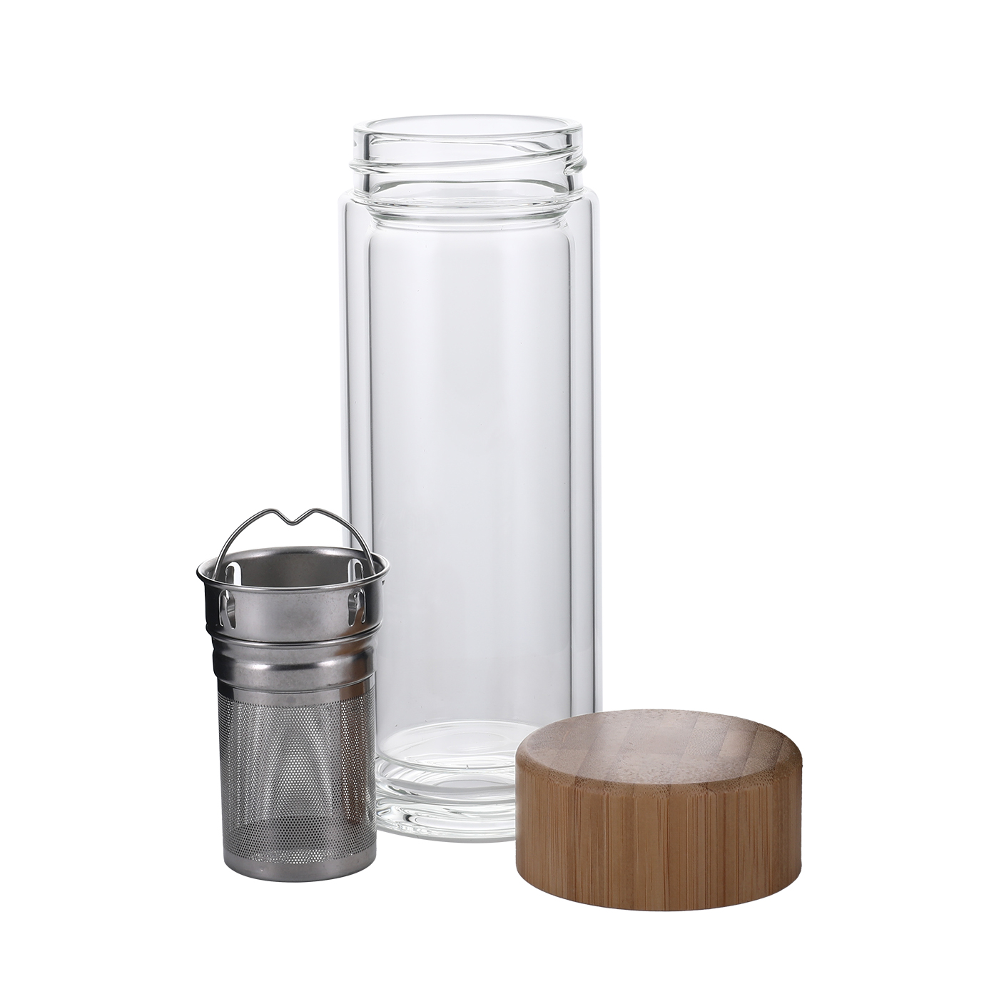 10 oz. Double-Layer Glass Tea Bottle With Bamboo Lid2