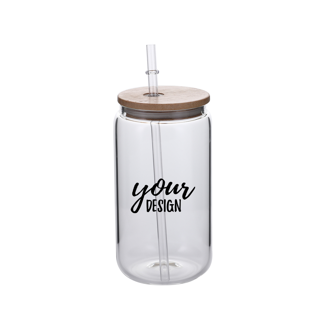 16 oz. Can Glass With Straw And Lid1
