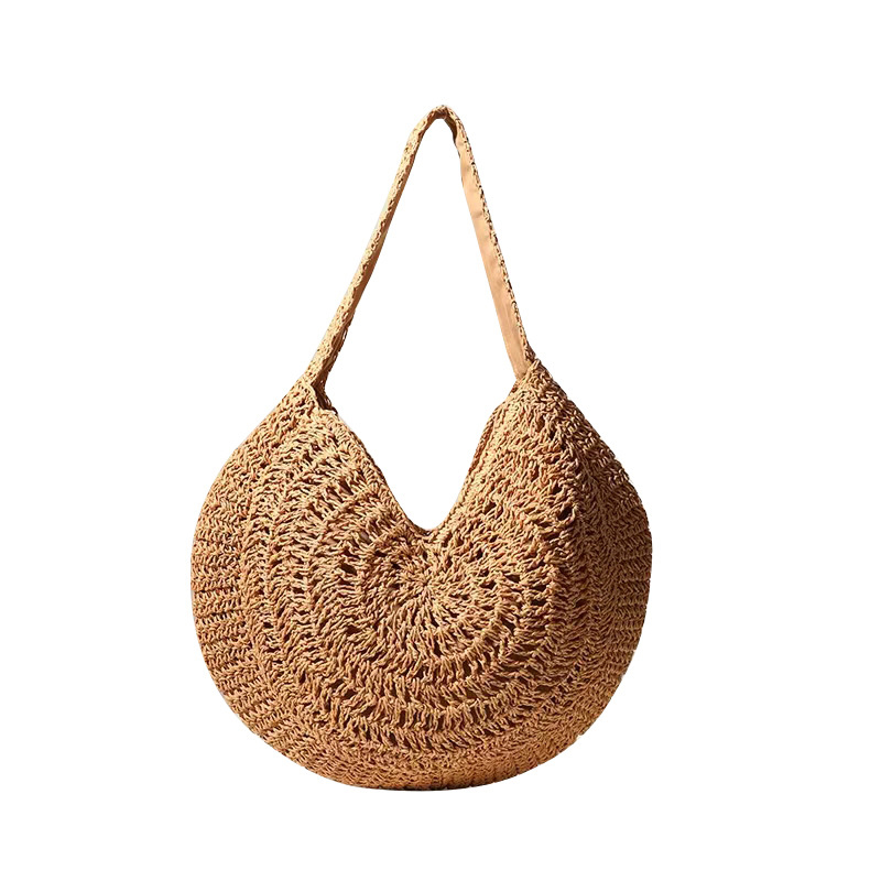 Straw Braided Circle Tote Bag