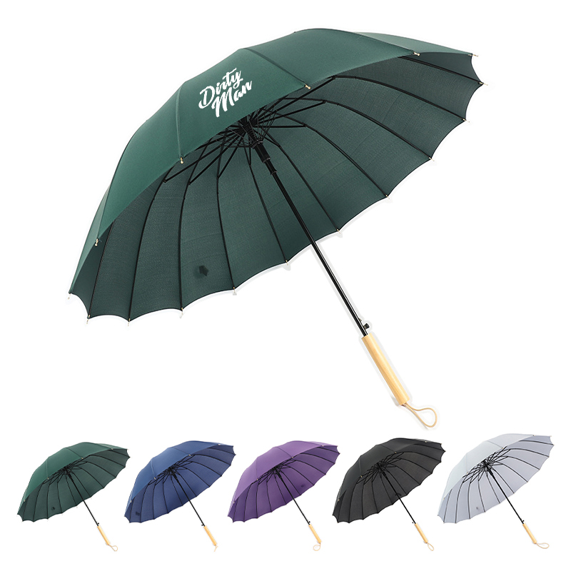 Custom Umbrella With Long Wooden Handle
