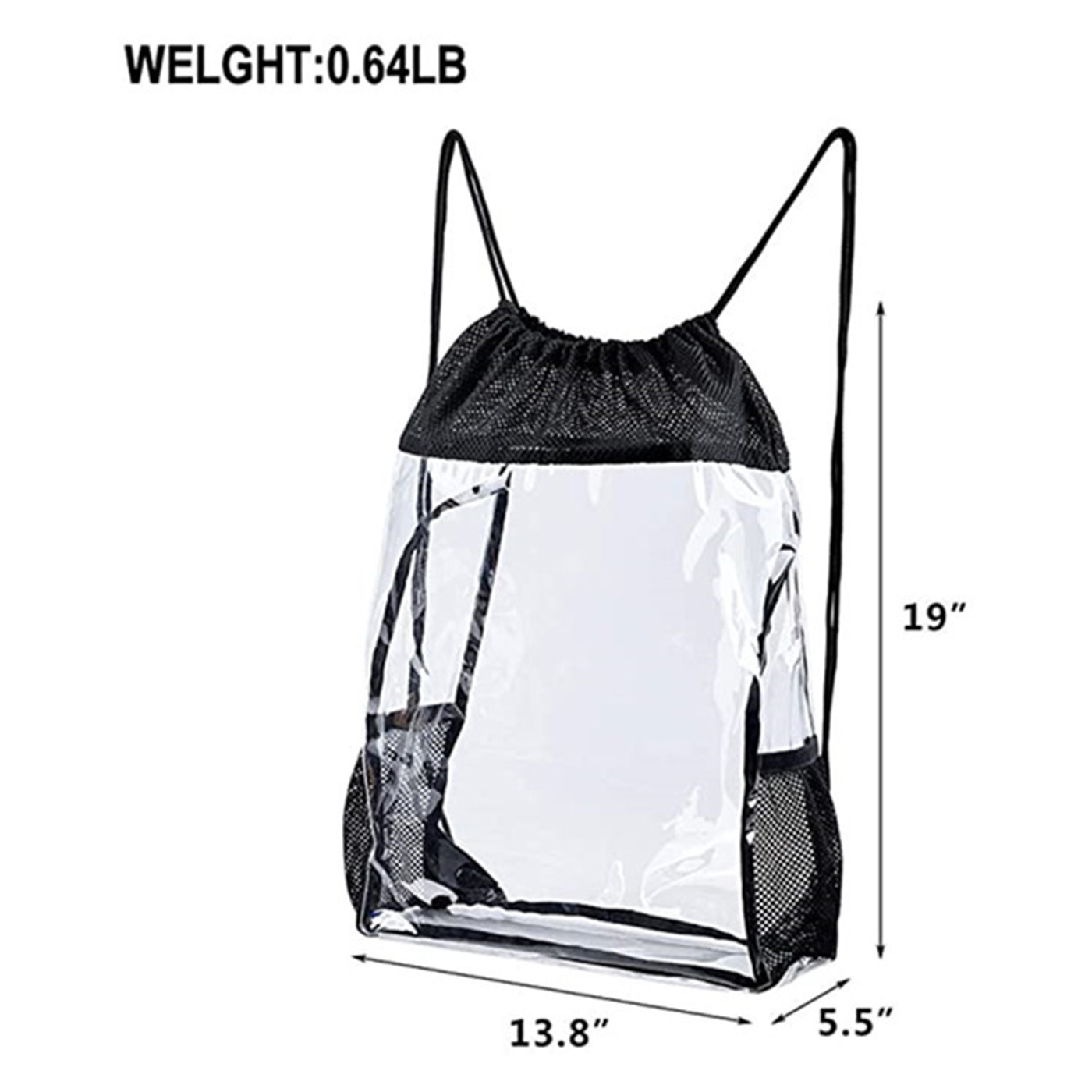 PVC Clear Drawstring Backpack With Bottle Holder2
