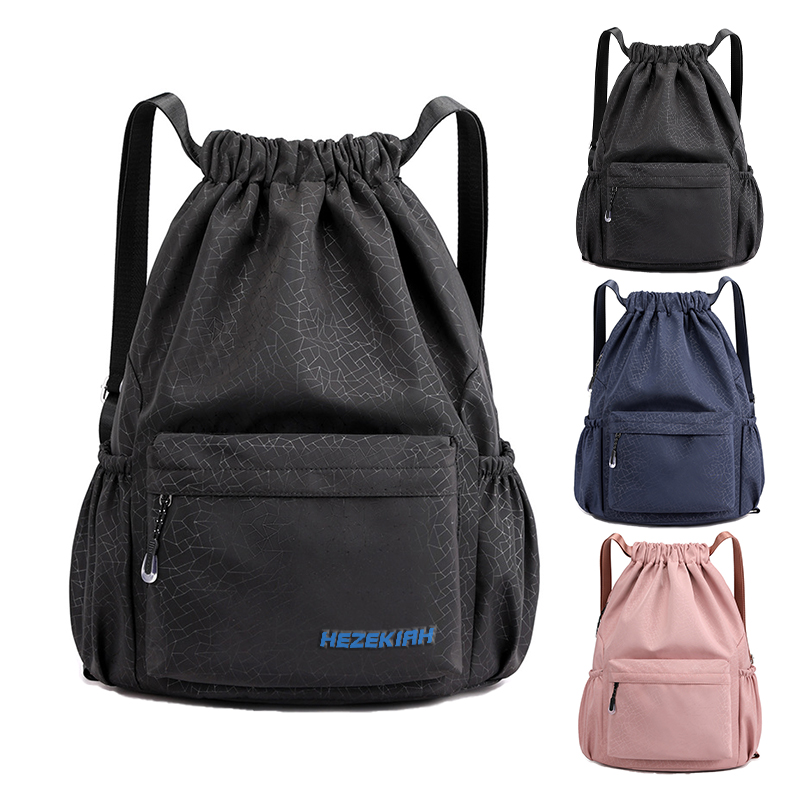 Drawstring Backpack With Front Zipper Pocket