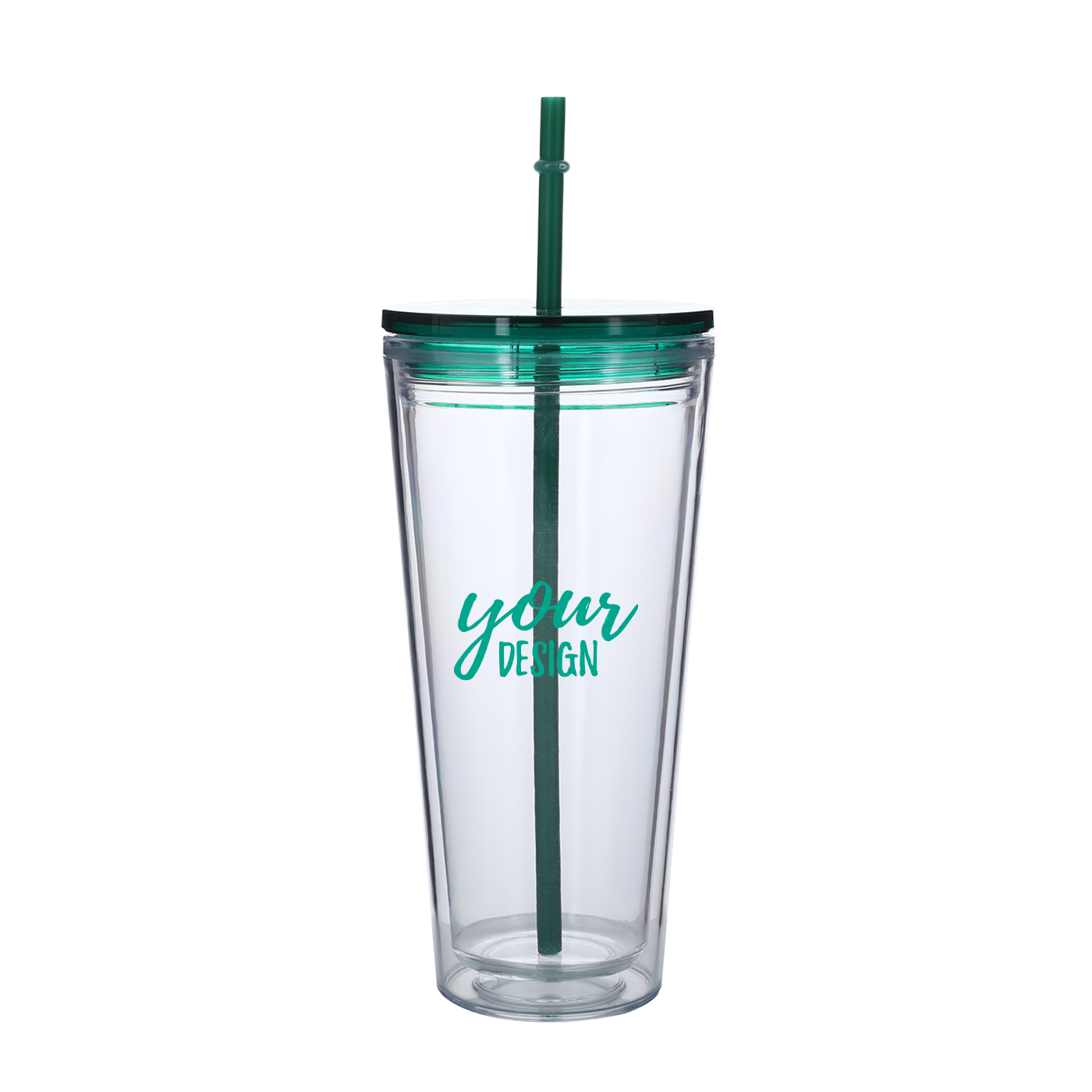 Double Layer Plastic Tumbler With Straw1
