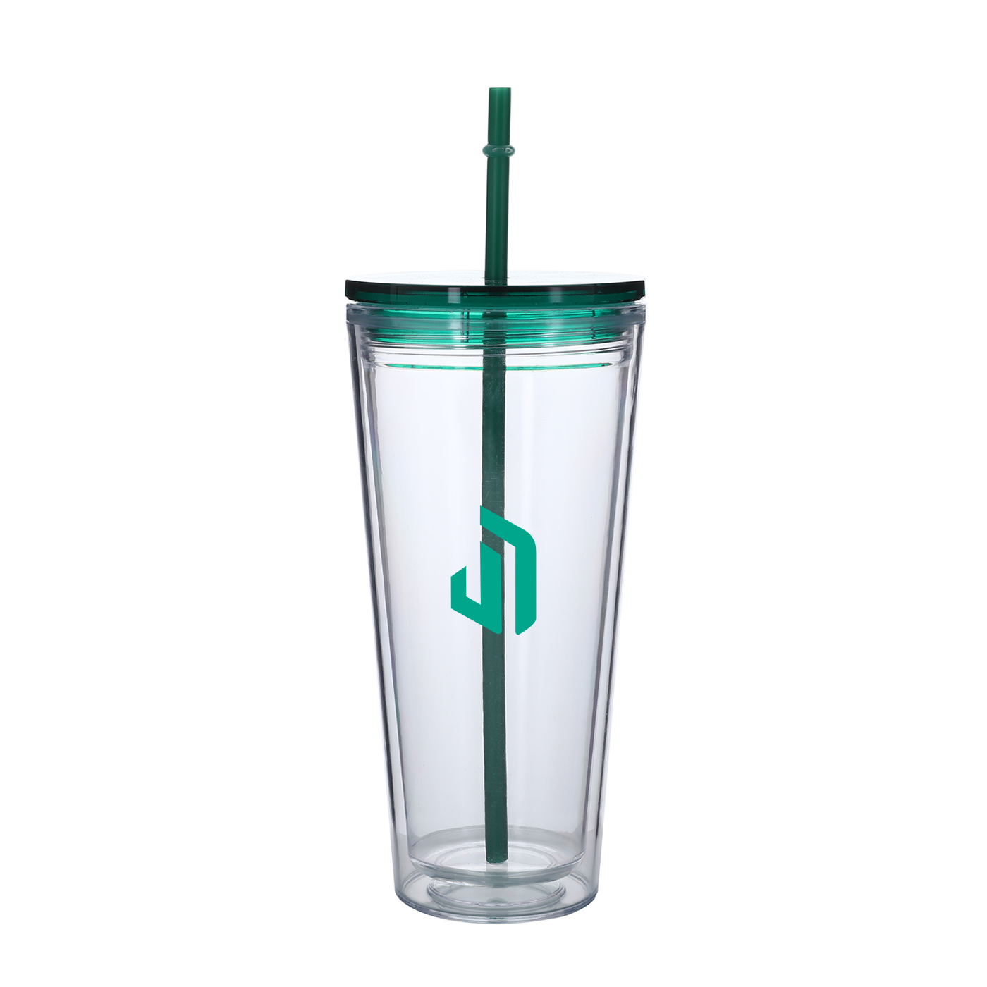 Double Layer Plastic Tumbler With Straw
