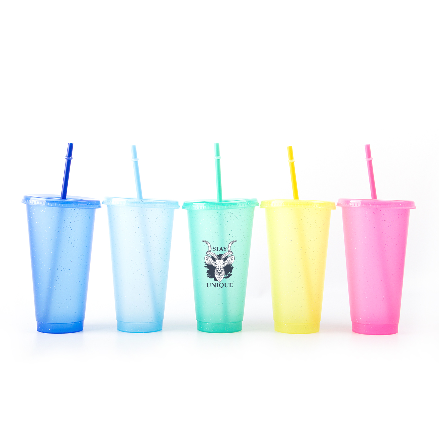 24 oz. Plastic Tumbler With Lid And Straw