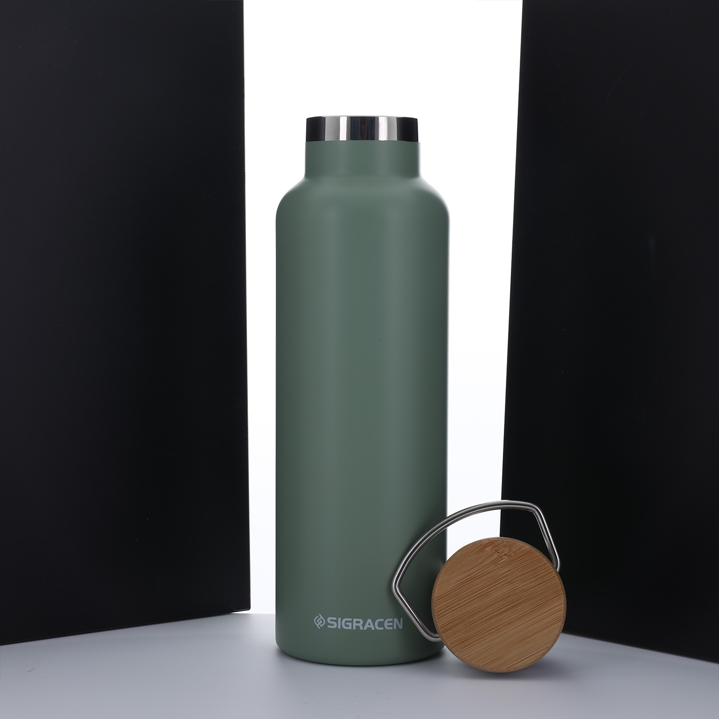 17 oz. Insulated Bottle With Bamboo Lid Metal Handle3