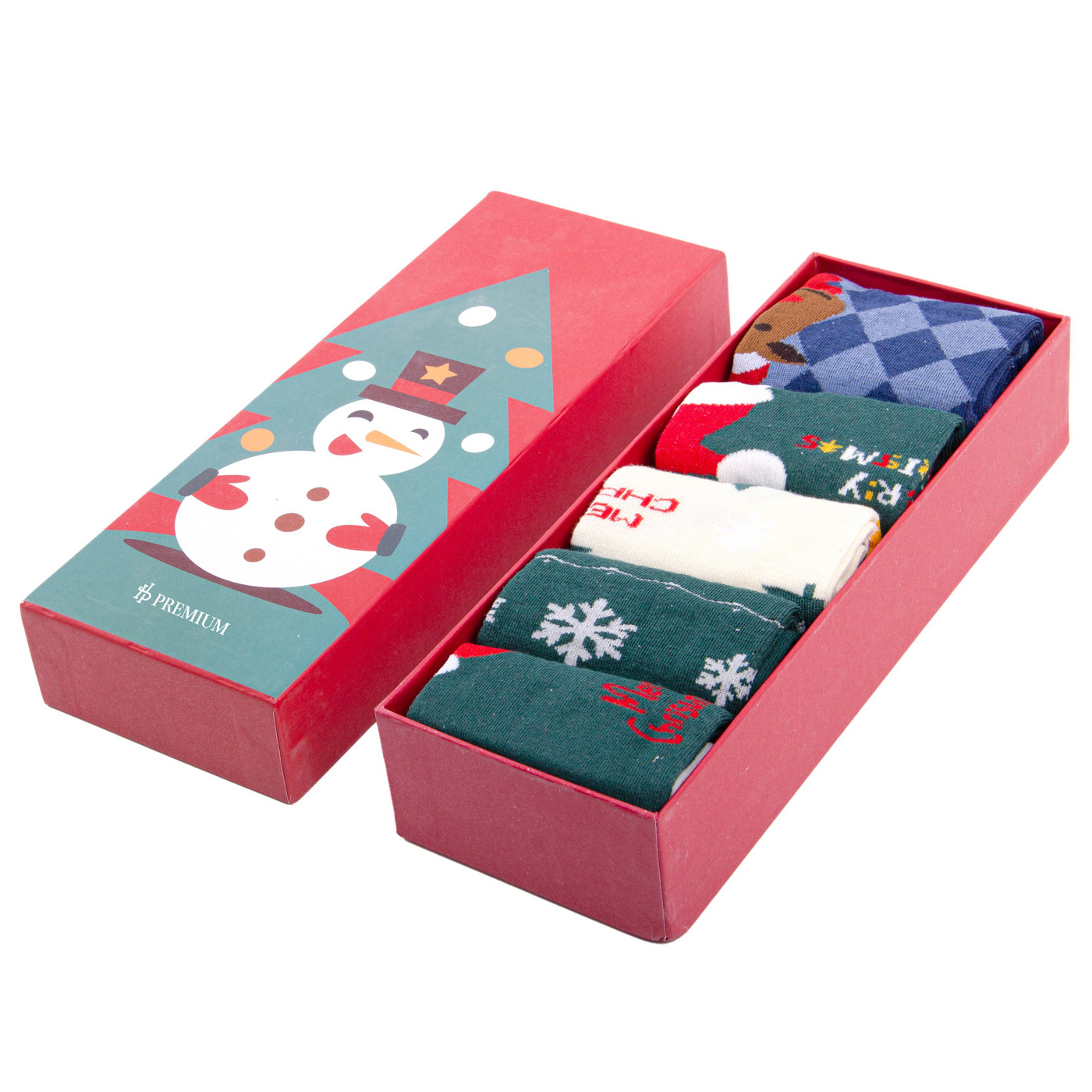 5 Pcs Christmas Socks With Gift Box2