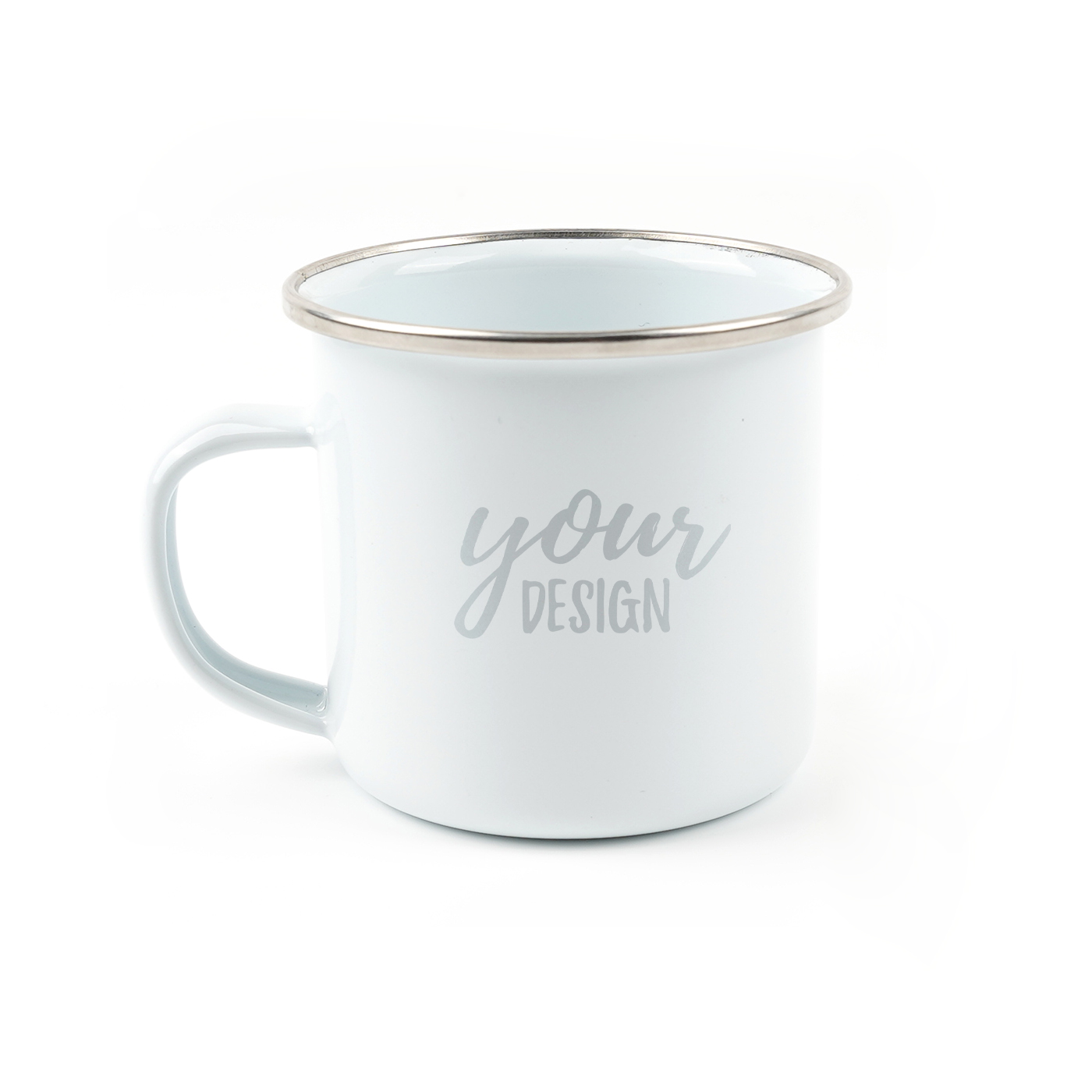 Promo 8 oz. Enamel Mug With Silver Rim1