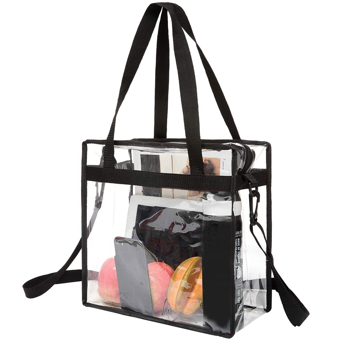 Clear Zippered Tote Bag With Shoulder Strap1