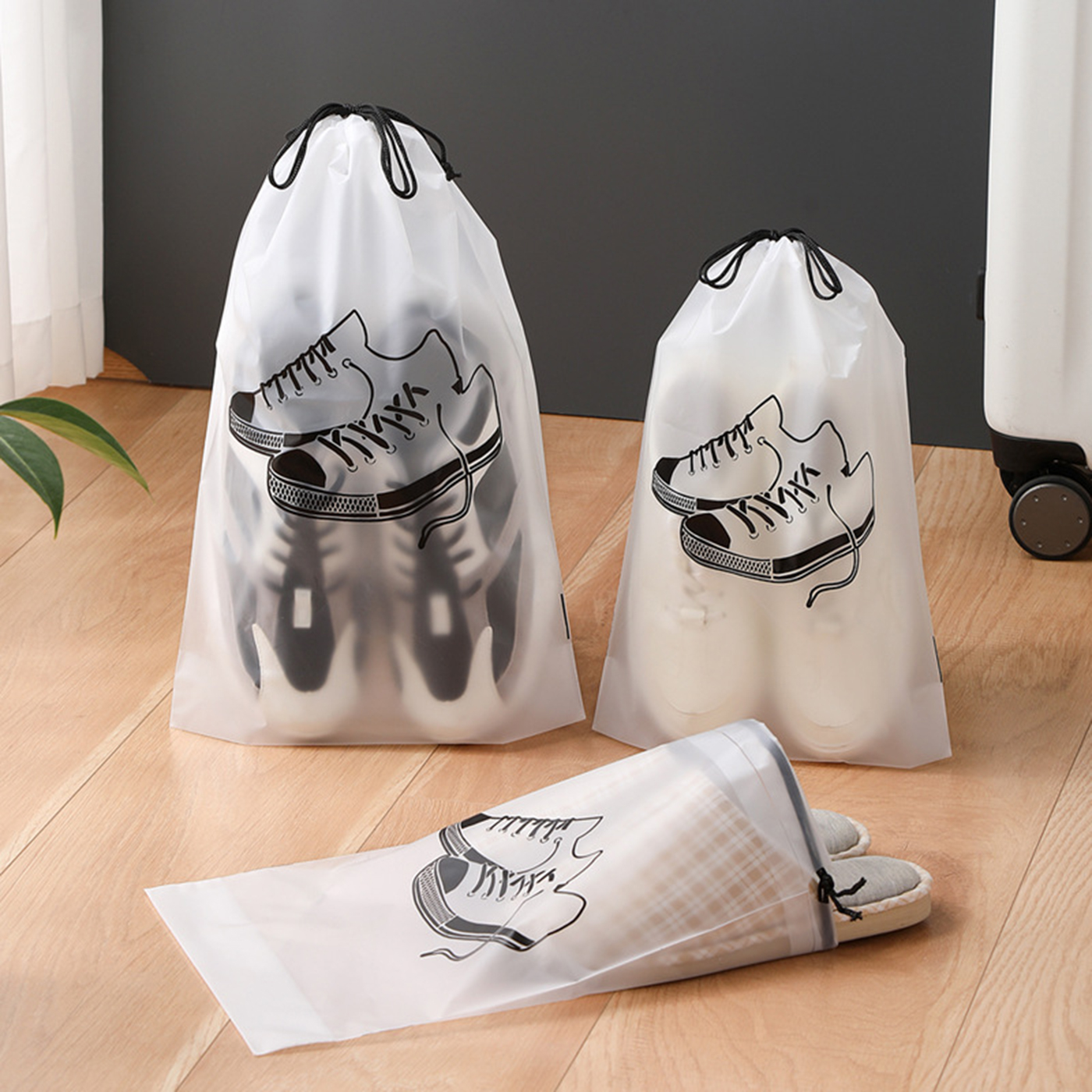 PE Transparent Drawstring Shoe Bag3