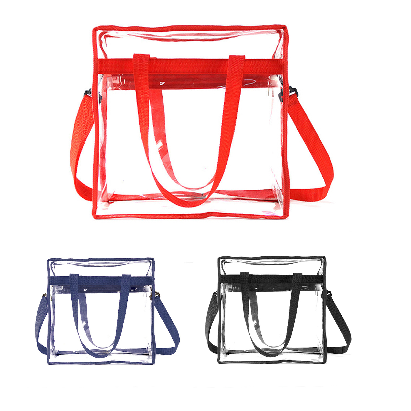 Clear Zippered Tote Bag With Shoulder Strap