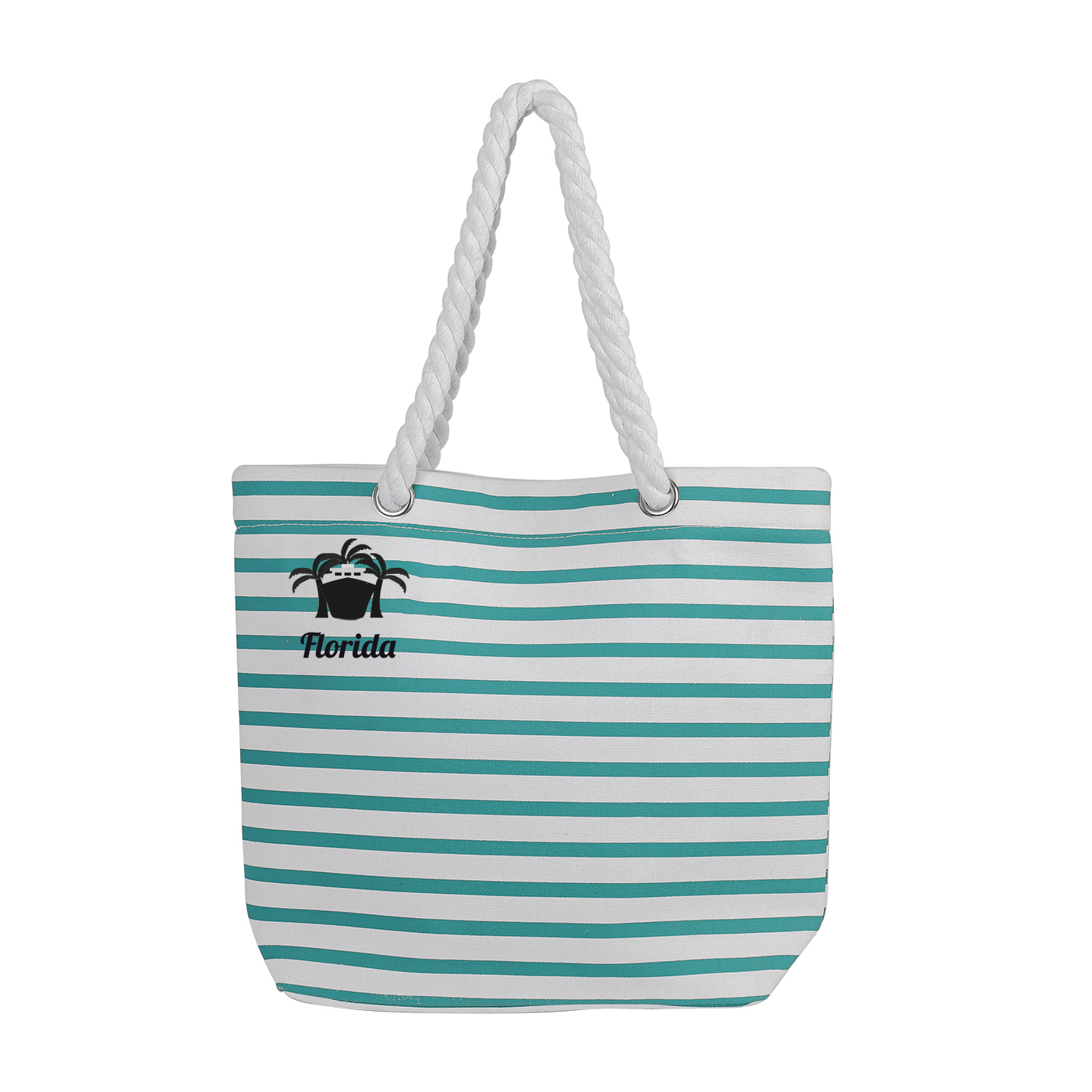 Striped Beach Bag With Rope Strap