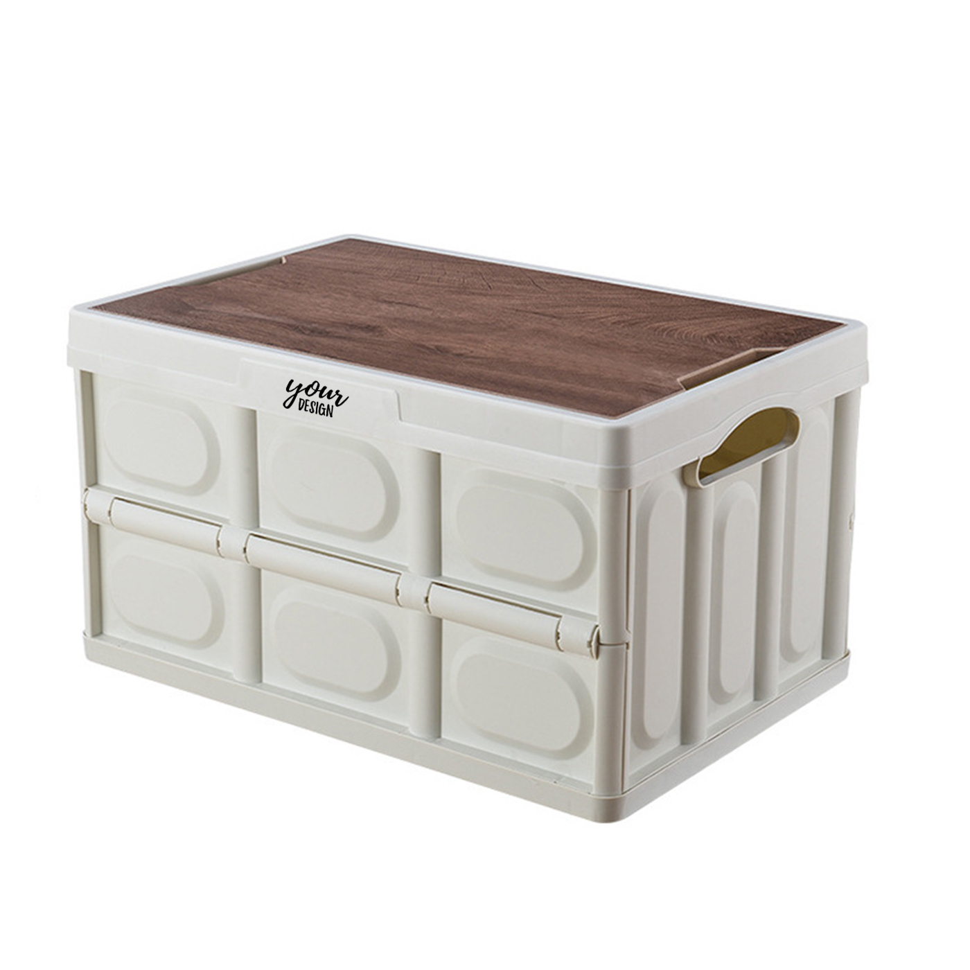 Camping Collapsible Storage Bins With Wood Lid1