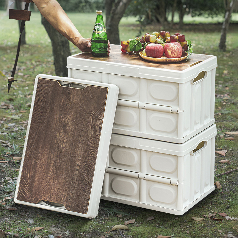 Camping Collapsible Storage Bins With Wood Lid4