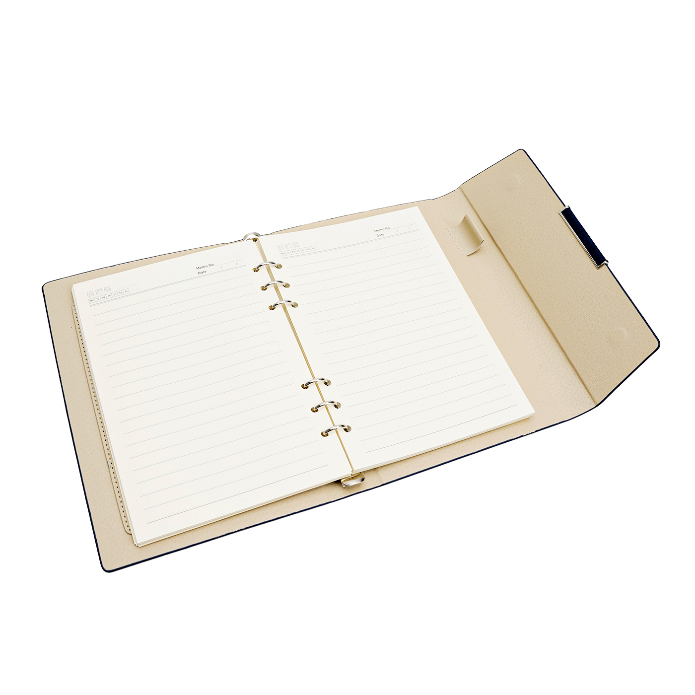 A5 Business Leather Tri Fold Loose Leaf Notebook2