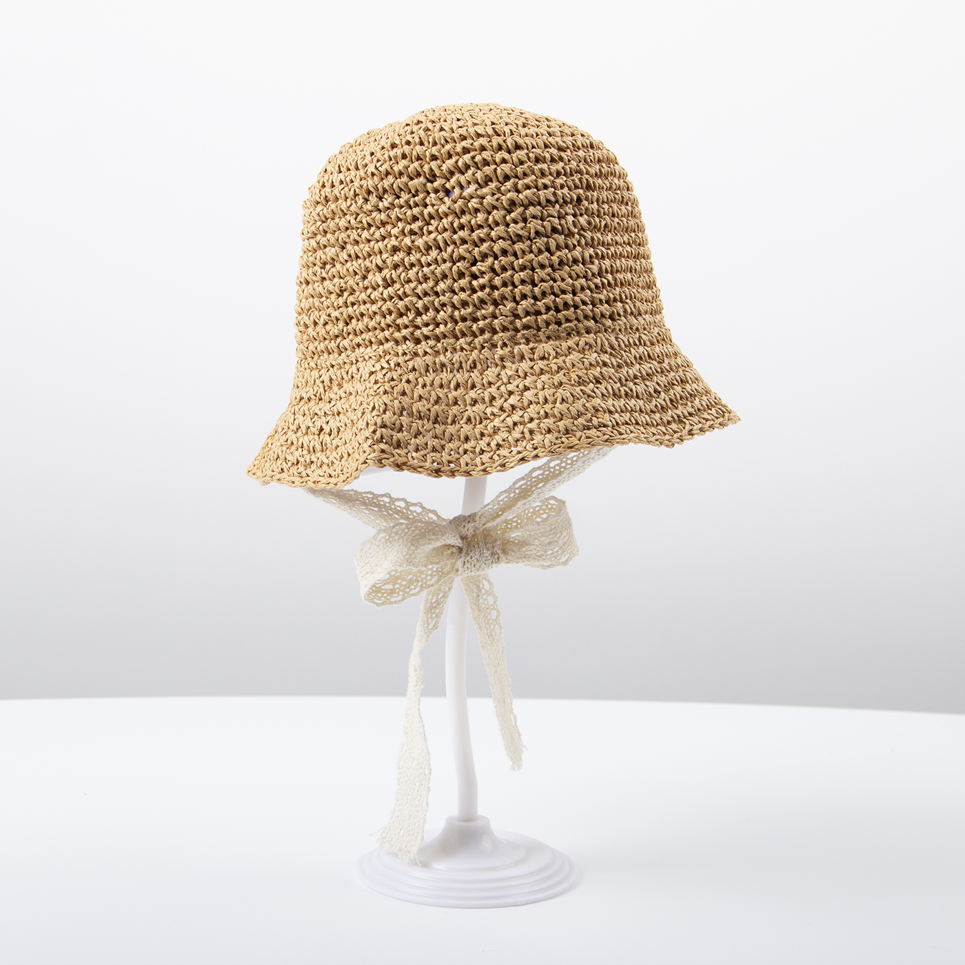 Baby Foldable Crochet Straw Hat With Lace Strap2