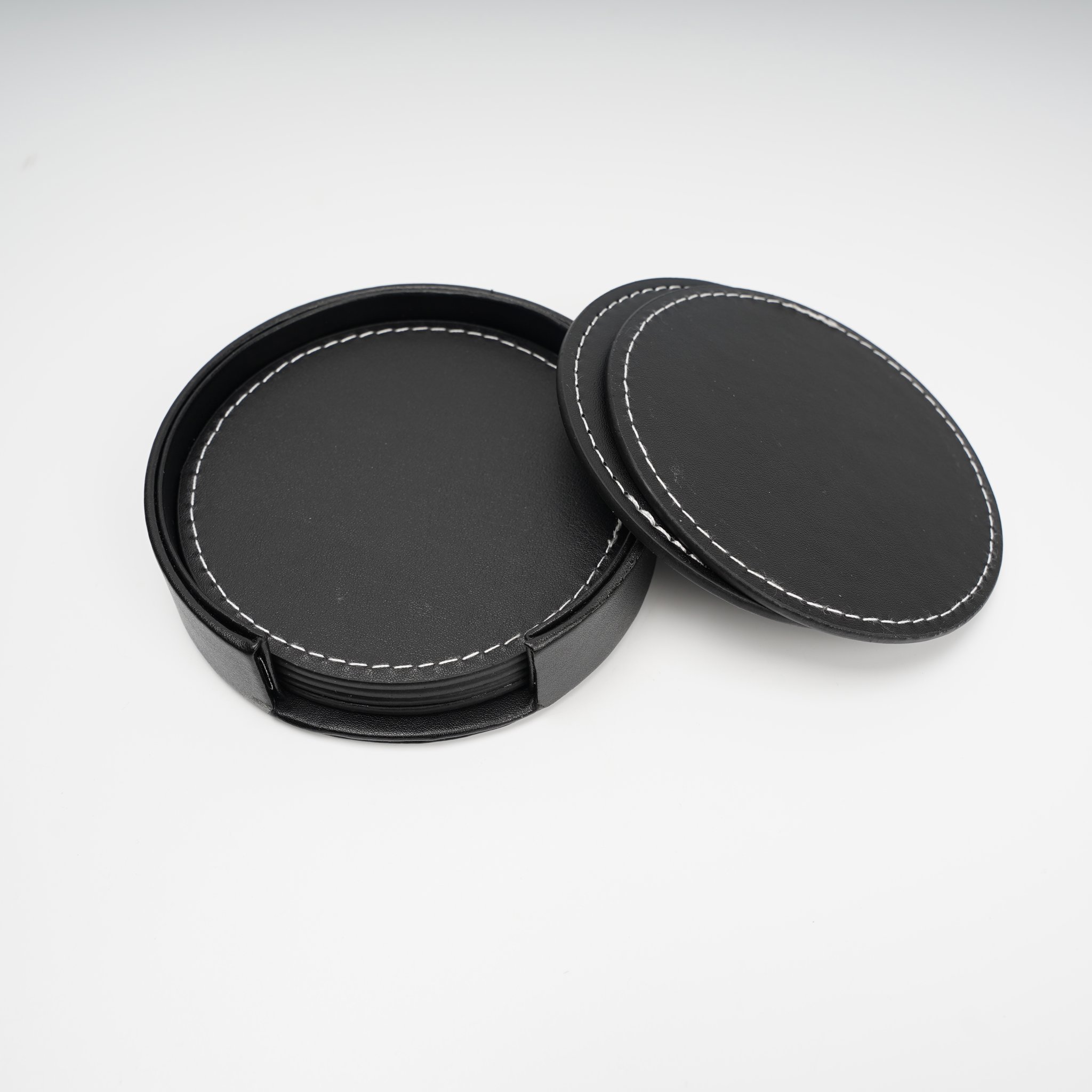 PU Leather Coasters Set With Holder3