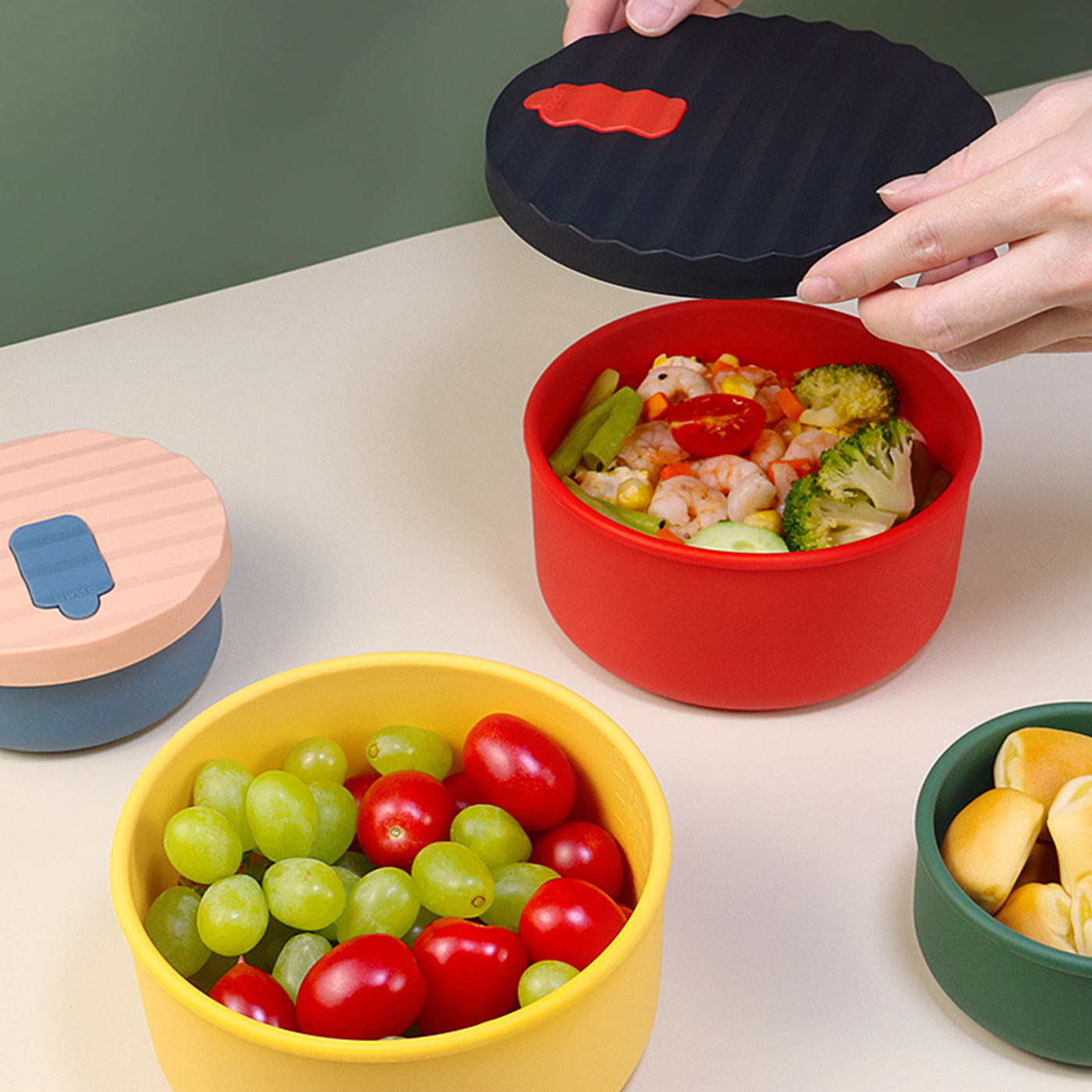 Food Grade Round Silicone Lunch Box3