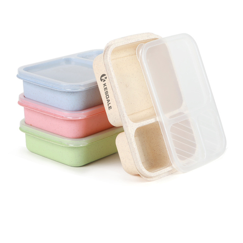 3 Compartment Reusable Wheat Straw Bento Lunch Box