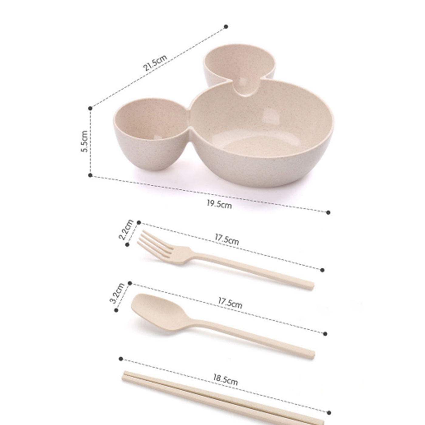 Big Ears Wheat Straw Tableware Set4