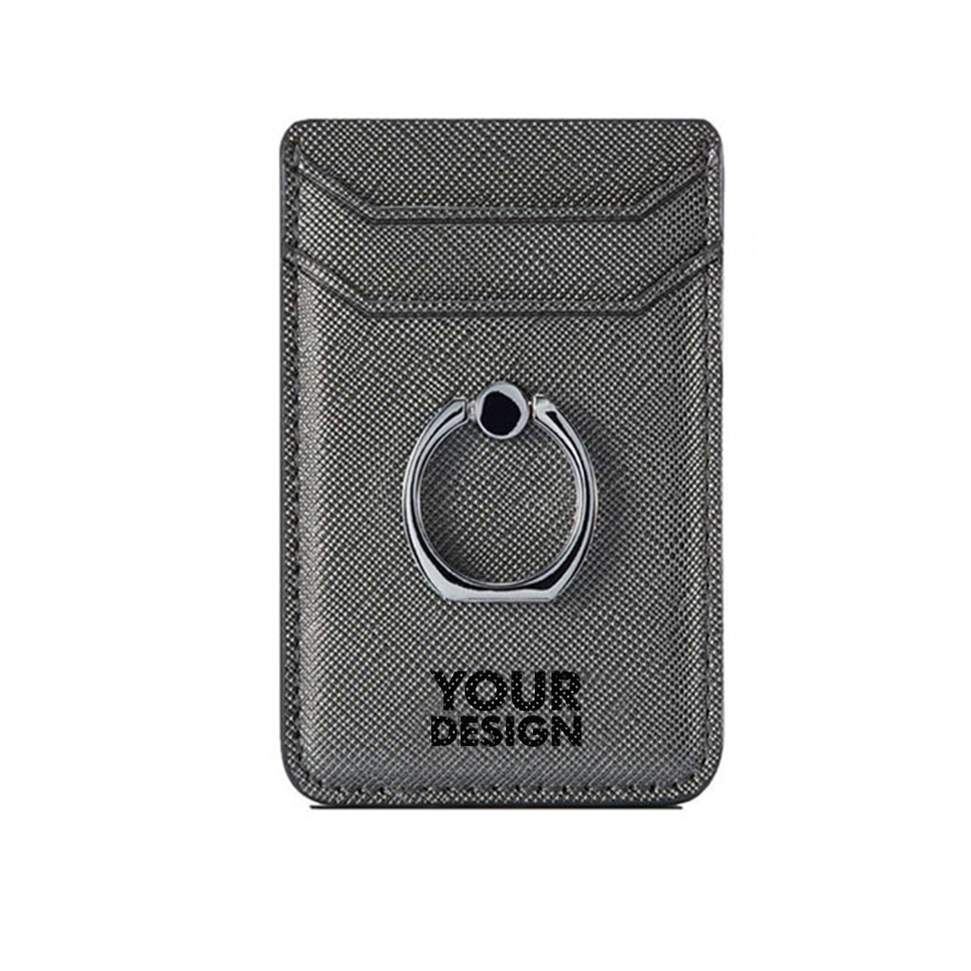 Adhesive PU Leather Phone Card Holder With Ring Stand1