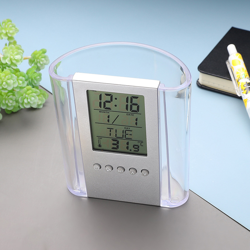 LCD Desktop Smart Alarm Clock Pen Holder3