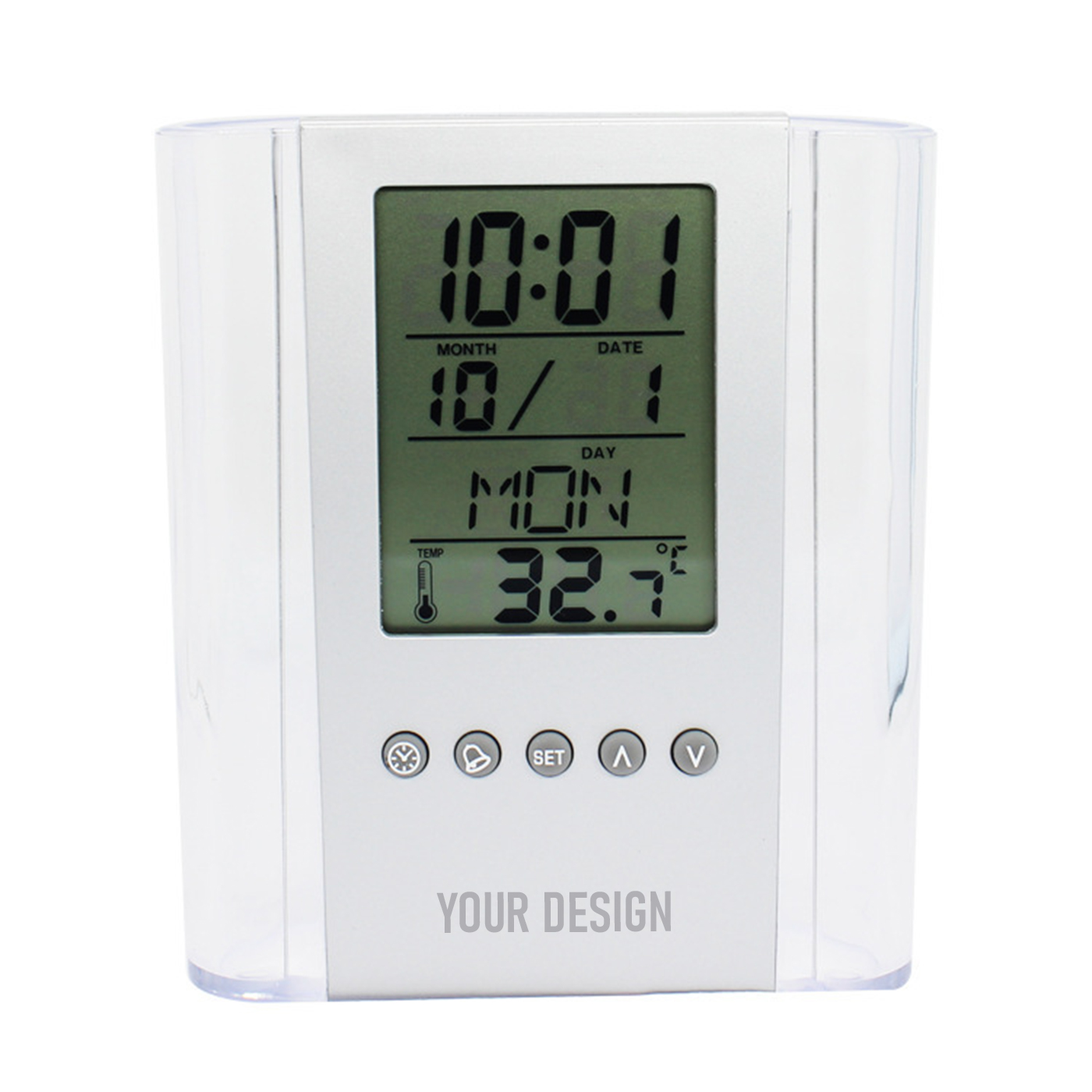 LCD Desktop Smart Alarm Clock Pen Holder1