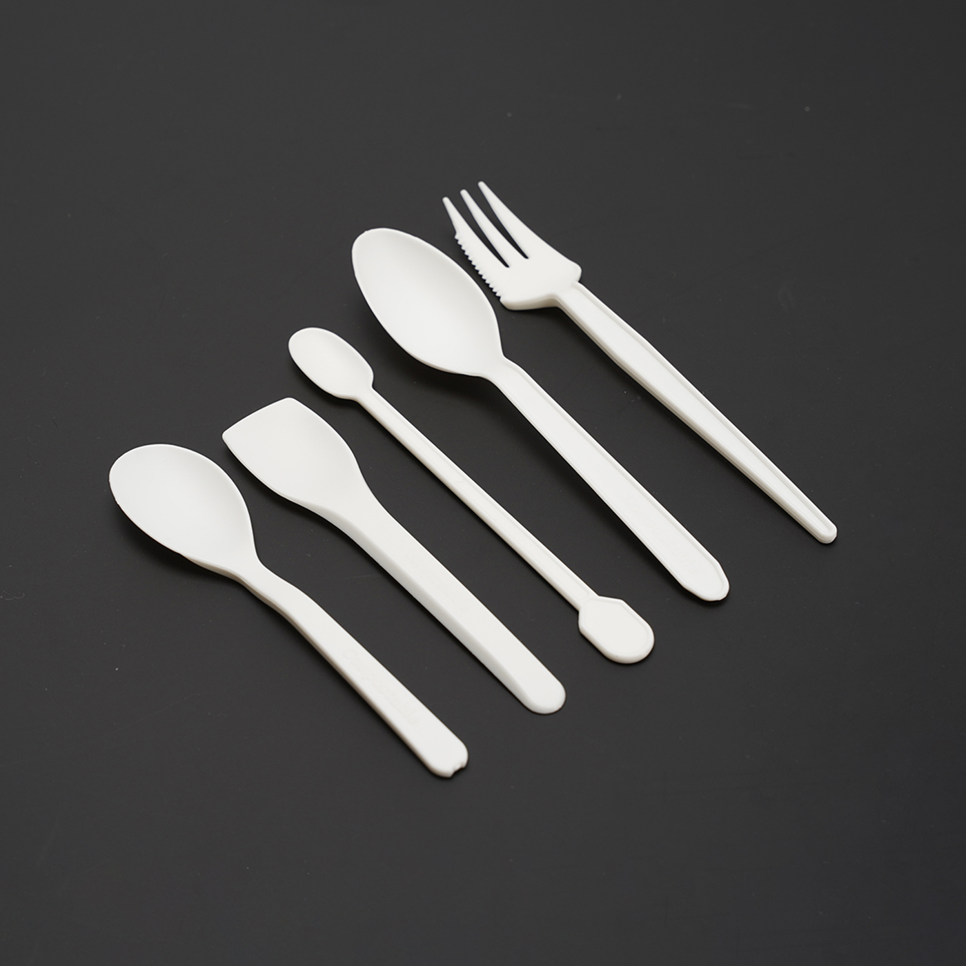 5pcs PLA Degradable Dessert Fork Spoon