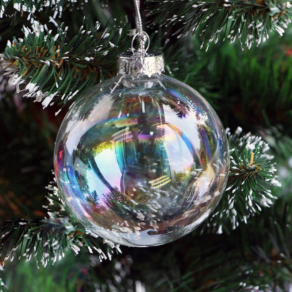 Clear Iridescent Glass Christmas Ornament1