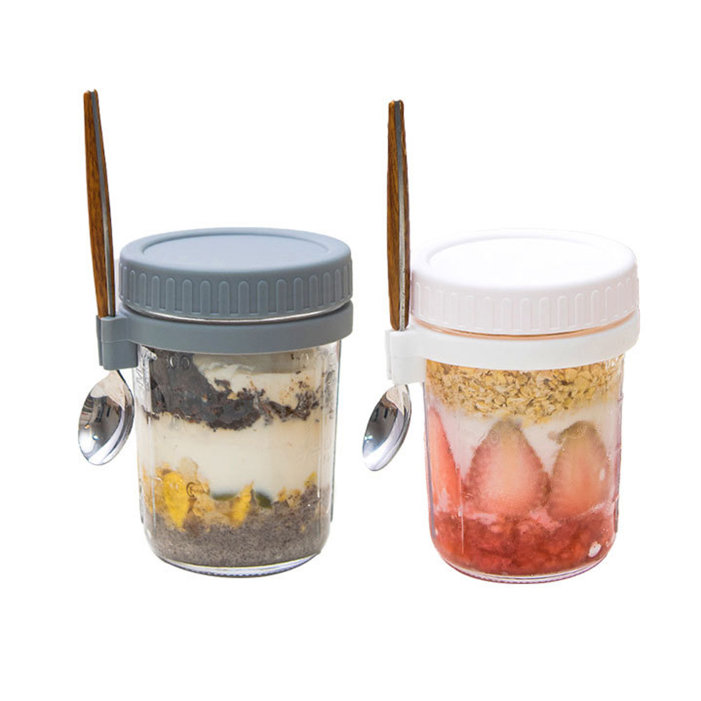 350ml Overnight Oatmeal Jar With Lid And Spoon2