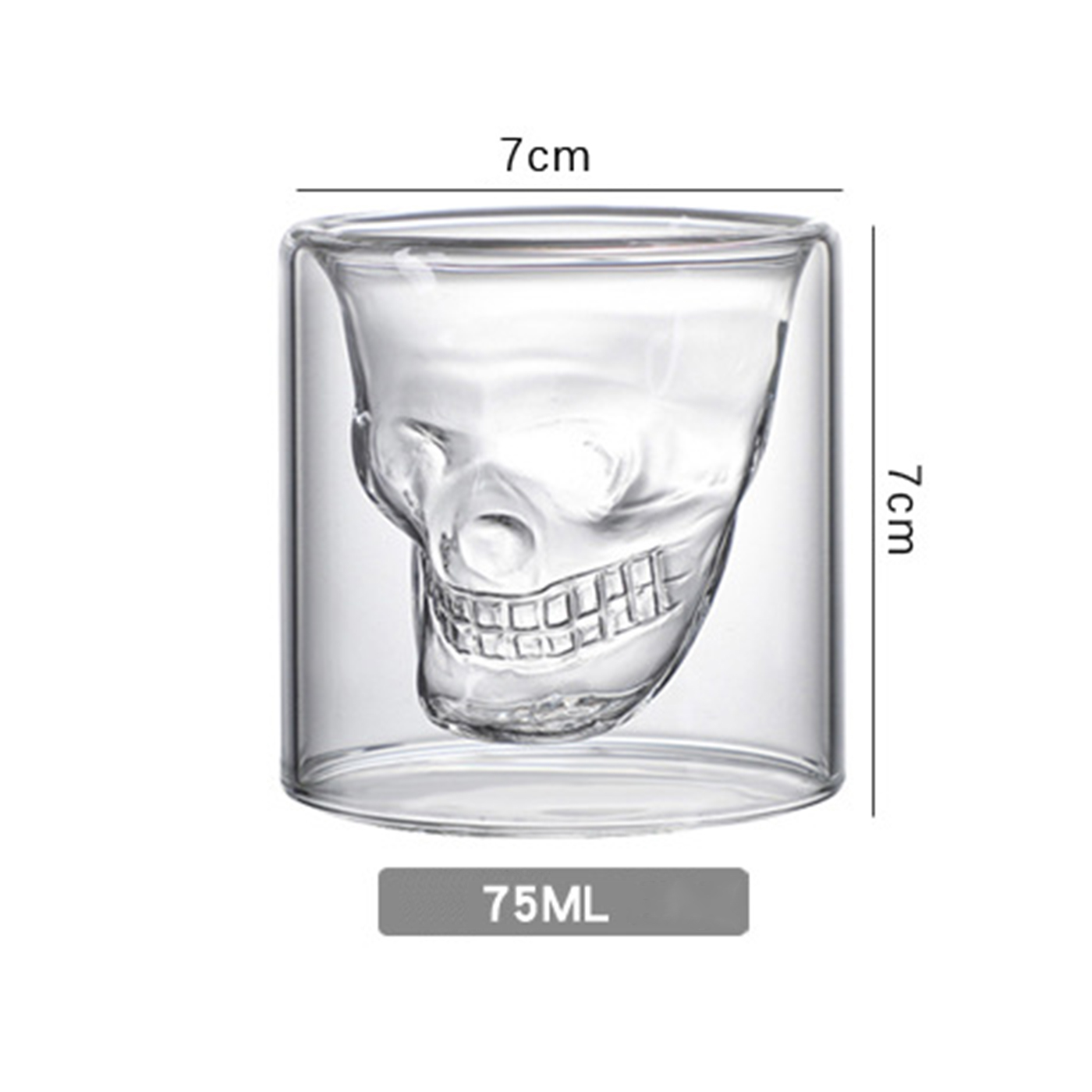 2.5 oz. Creative Double Wall Glass Skull Cup3