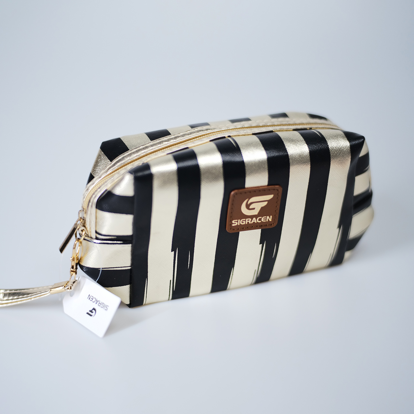 Stripe PU Leather Cosmetic Clutch Bag2