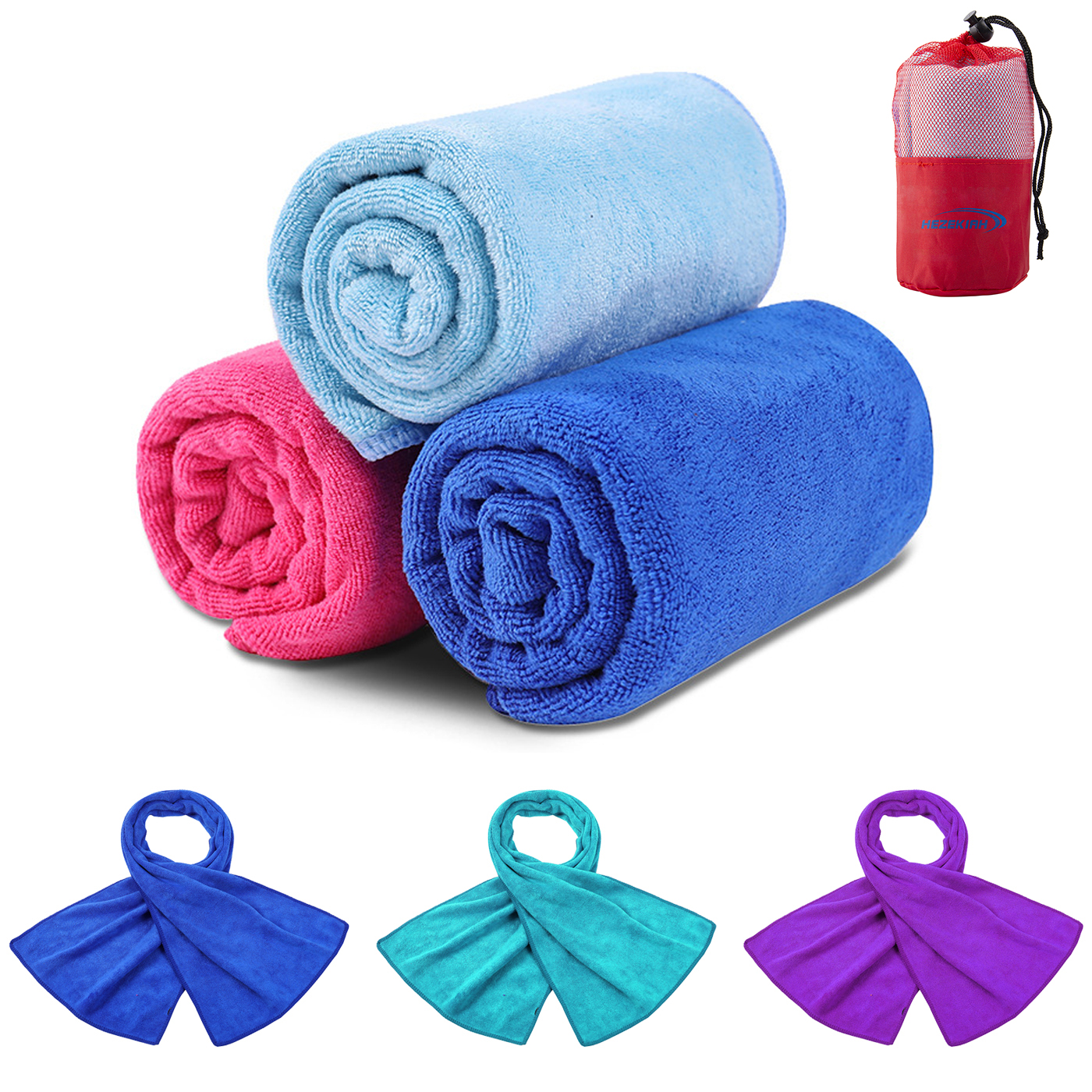 Premium Quick Dry Sports Towel With Mesh Bag