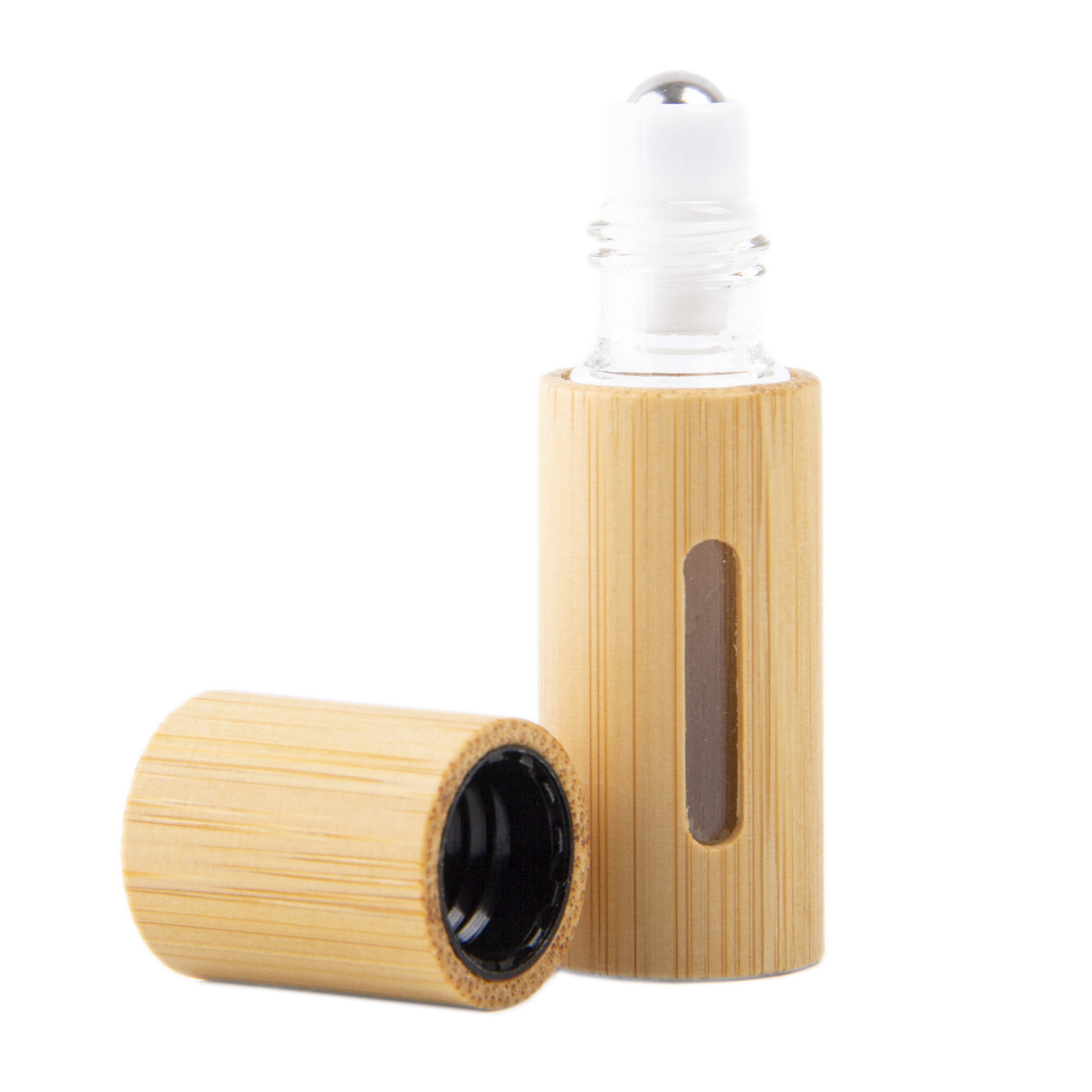 5ml Bamboo Glass Roll On Bottle With Window1