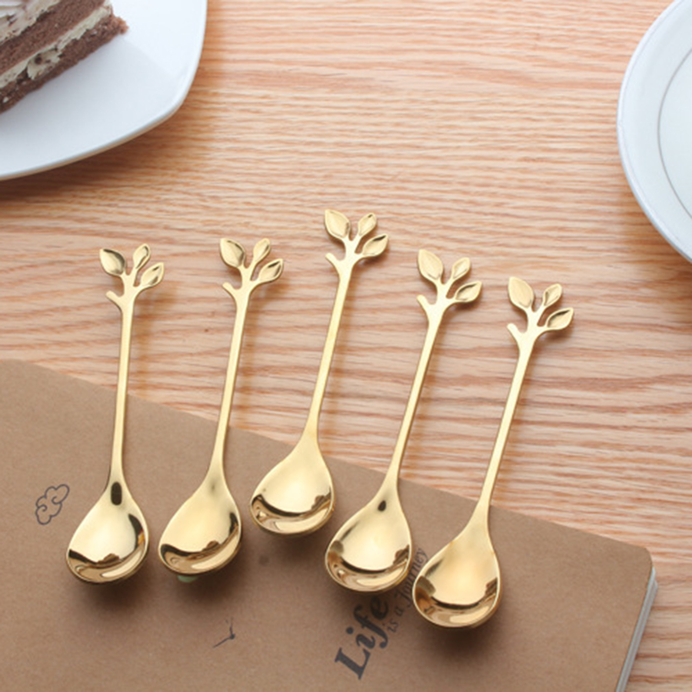 Stainless Steel Leaf Coffee Spoon2