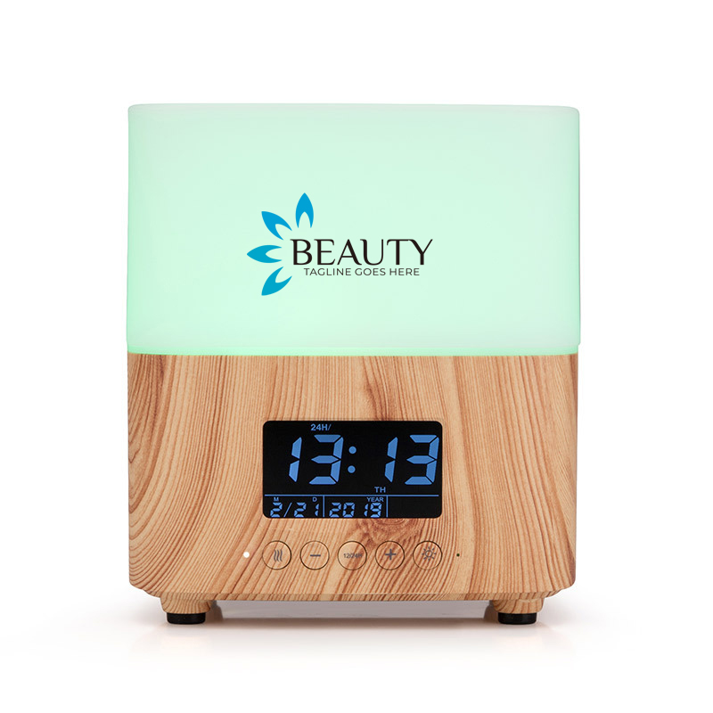 Wood Grain Essential Oil Diffuser Alarm Clock1