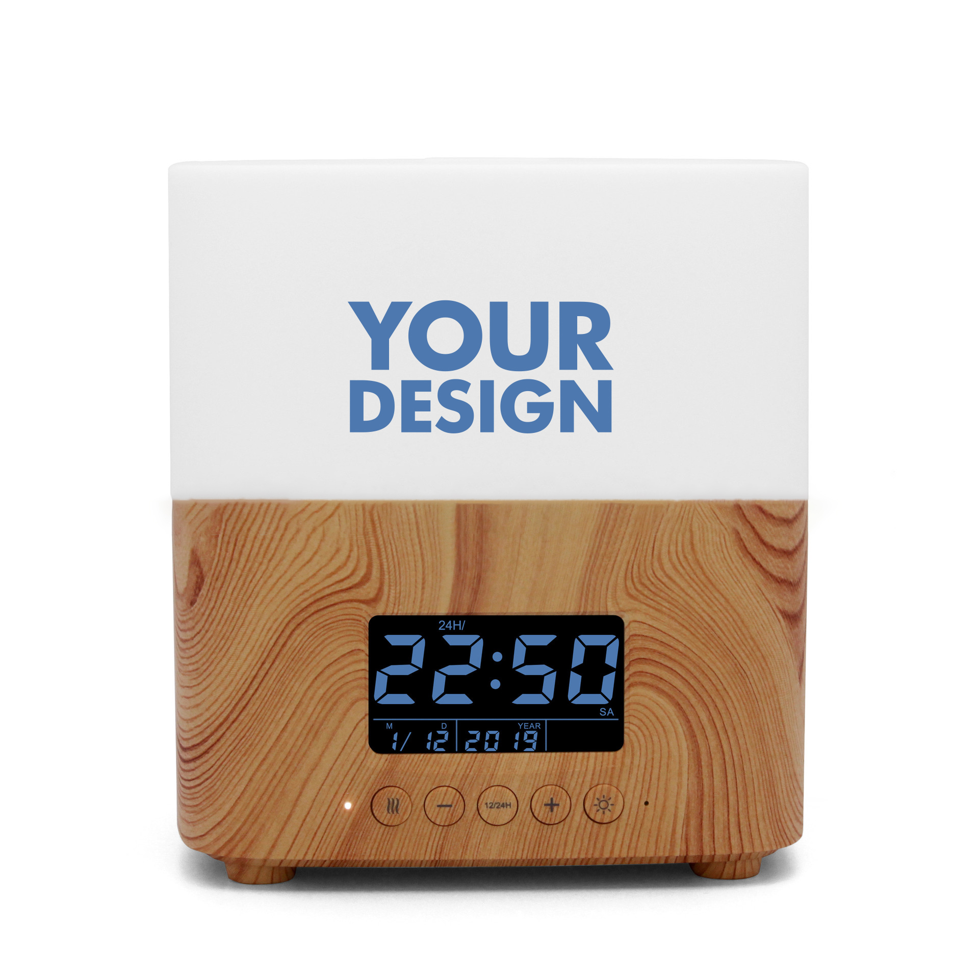 Wood Grain Essential Oil Diffuser Alarm Clock